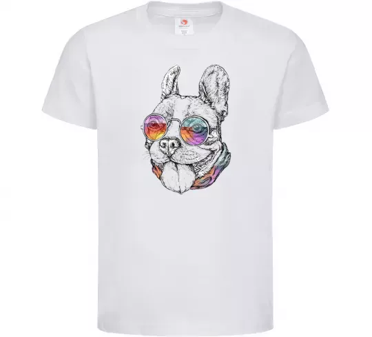 Дитяча футболка Hippie bulldog Білий фото