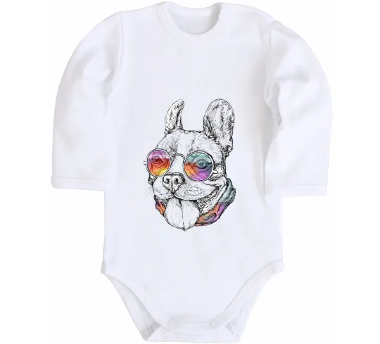 Детский боди Hippie bulldog Белый фото