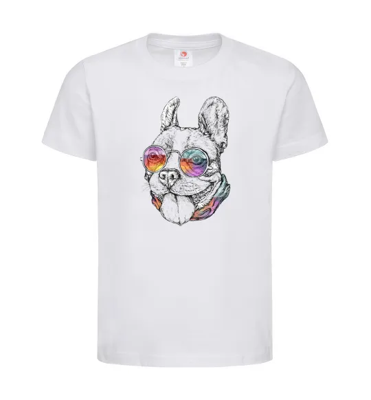 Детская футболка Hippie bulldog Белый фото
