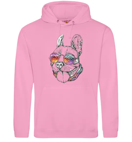 Мужская толстовка (худи) Hippie bulldog Розовый фото