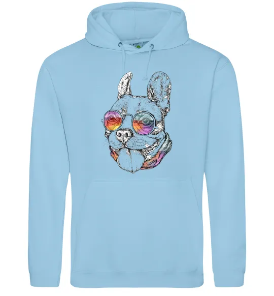 Мужская толстовка (худи) Hippie bulldog Голубой фото