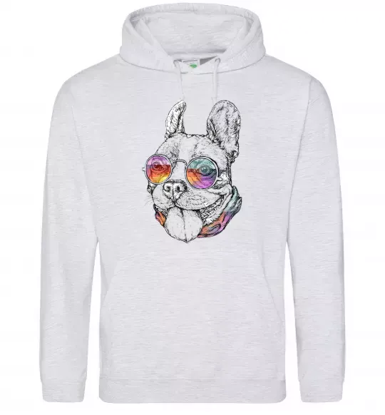 Жіноча толстовка (худі) Hippie bulldog Сірий меланж фото