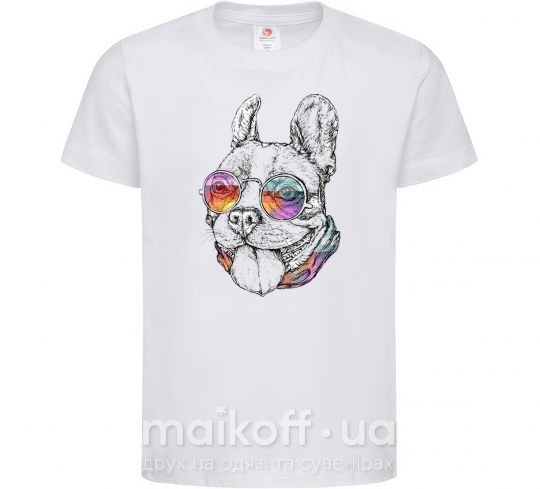Дитяча футболка Hippie bulldog Білий фото