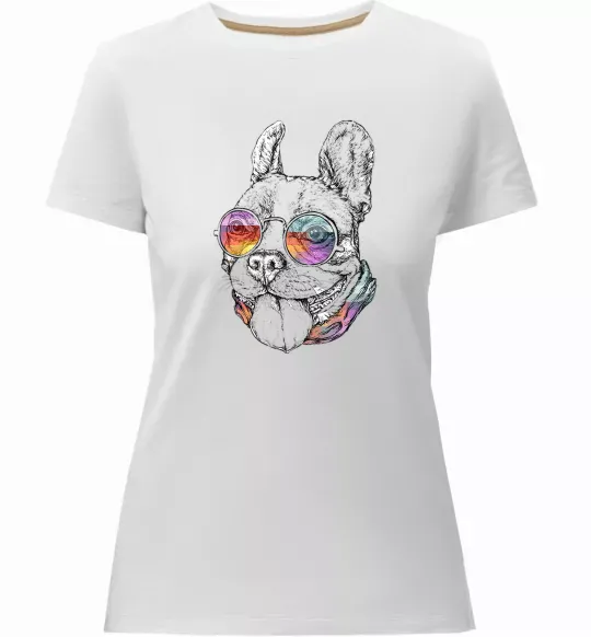 Женская премиум футболка Hippie bulldog Белый фото