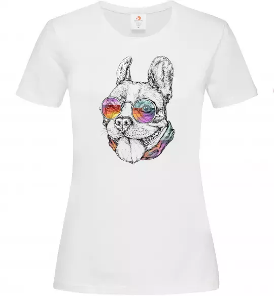 Женская футболка Hippie bulldog Белый фото