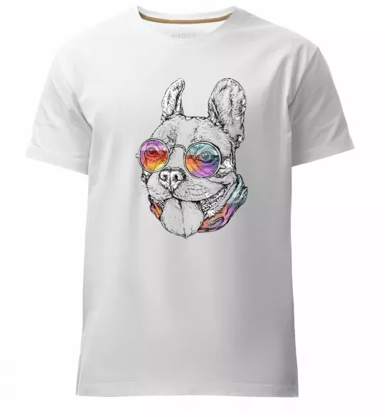 Мужская премиум футболка Hippie bulldog Белый фото