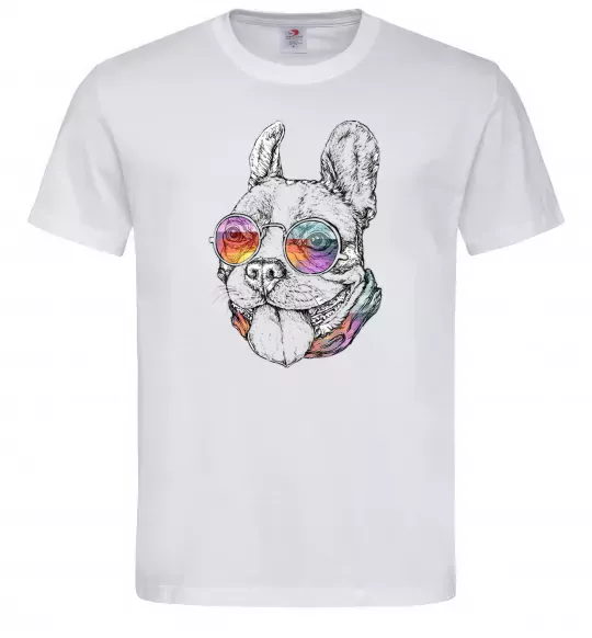 Чоловіча футболка Hippie bulldog Білий фото