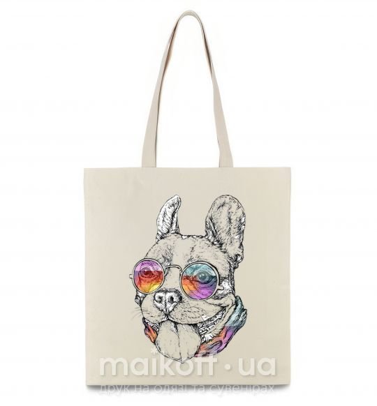 Эко-сумка Hippie bulldog Бежевый фото