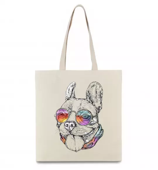 Еко-сумка Hippie bulldog Бежевий фото