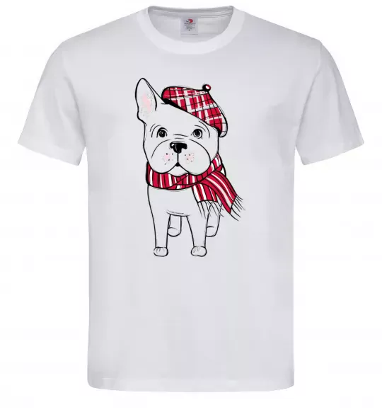 Чоловіча футболка Бульдог в шарфі Білий фото