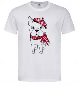 Мужская футболка Бульдог в шарфі Белый фото