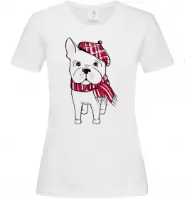 Женская футболка Бульдог в шарфі Белый фото