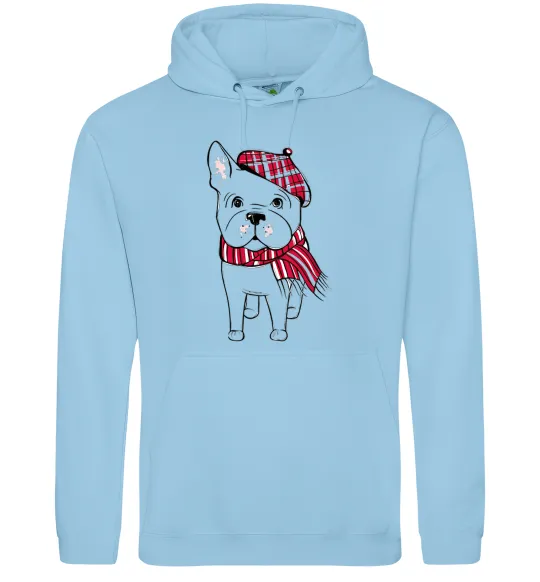 Мужская толстовка (худи) Бульдог в шарфі Голубой фото