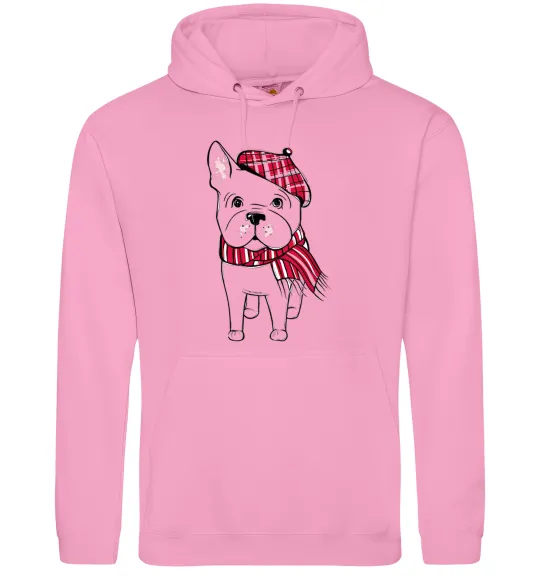 Жіноча толстовка (худі) Бульдог в шарфі Рожевий фото