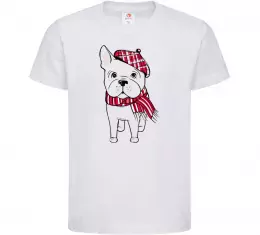 Детская футболка Бульдог в шарфі Белый фото