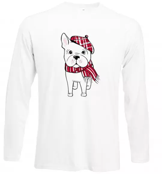 Лонгслив Бульдог в шарфі Белый фото