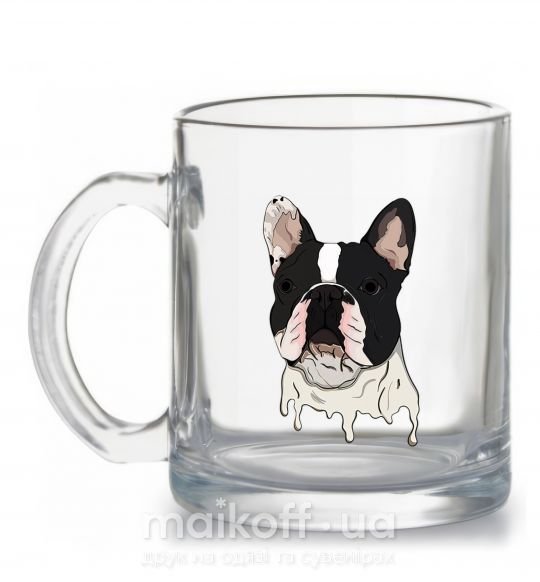 Чашка стеклянная Бульдог иллюстрация Прозрачный фото