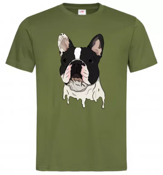 Чоловіча футболка Бульдог малюнок Оливковий фото