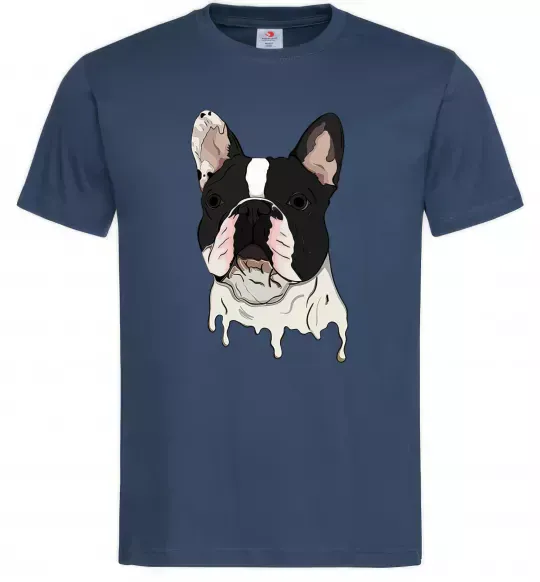 Чоловіча футболка Бульдог малюнок Темно-синій фото