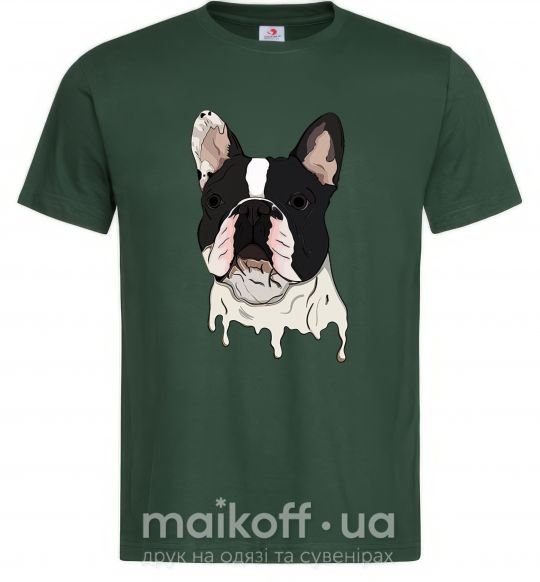 Мужская футболка Бульдог иллюстрация Темно-зеленый фото