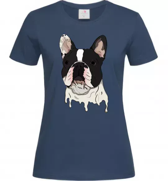Жіноча футболка Бульдог малюнок Темно-синій фото