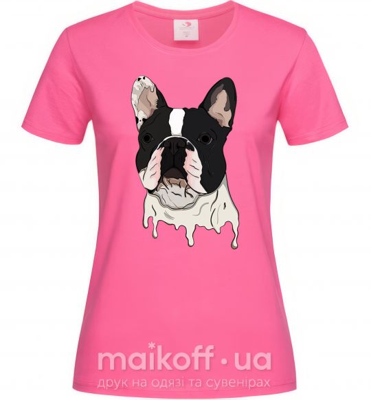 Женская футболка Бульдог иллюстрация Ярко-розовый фото