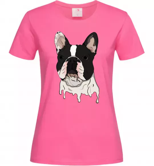 Жіноча футболка Бульдог малюнок Яскраво-рожевий фото