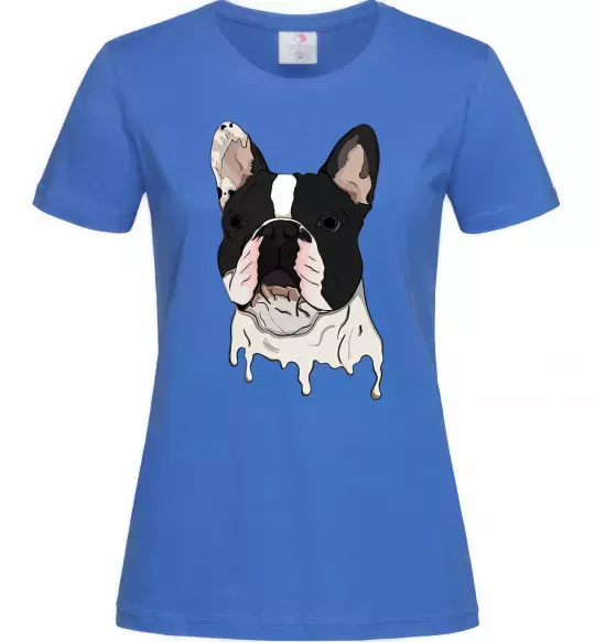 Жіноча футболка Бульдог малюнок Яскраво-синій фото