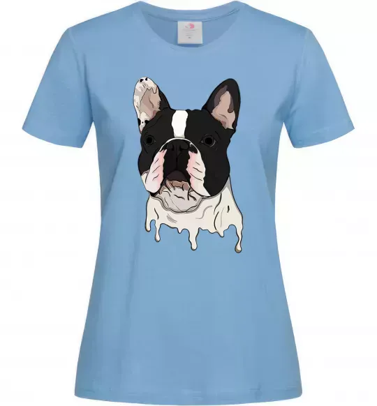 Жіноча футболка Бульдог малюнок Блакитний фото