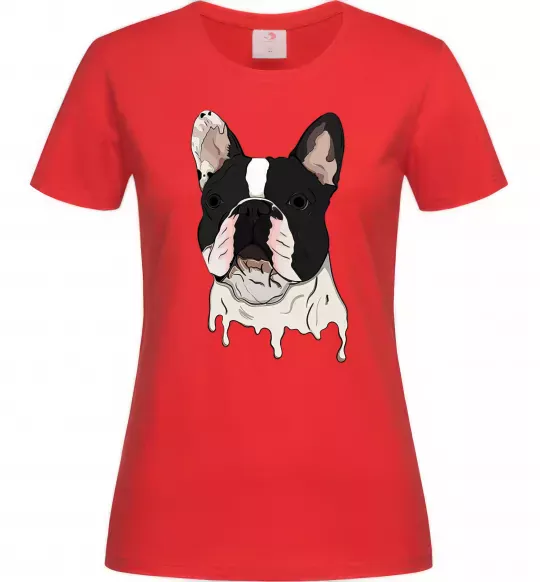 Жіноча футболка Бульдог малюнок Червоний фото