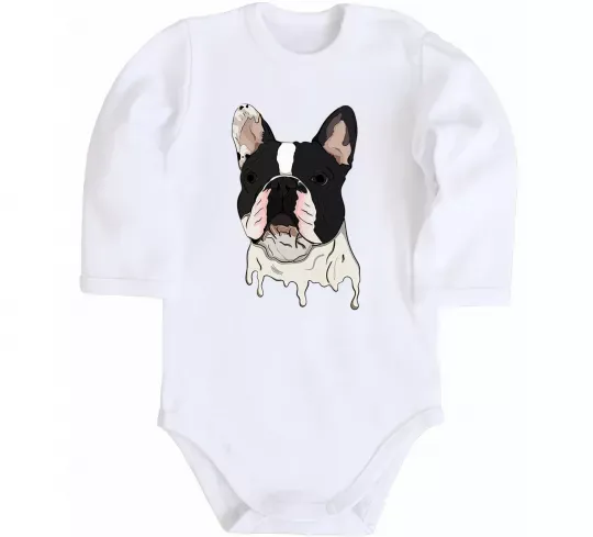 Детский боди Бульдог малюнок Белый фото