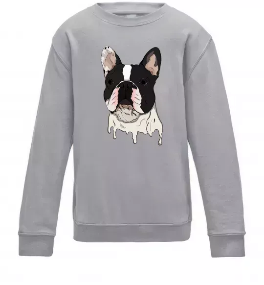 Детский Свитшот Бульдог малюнок Серый меланж фото