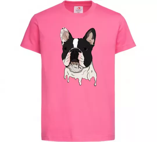 Дитяча футболка Бульдог малюнок Яскраво-рожевий фото