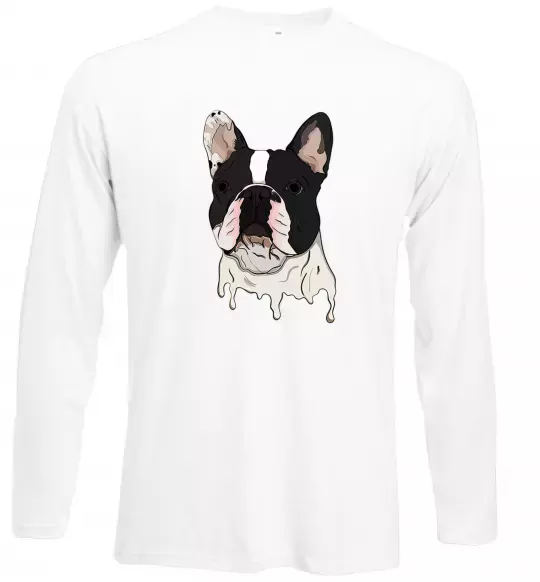 Лонгслів Бульдог малюнок Білий фото