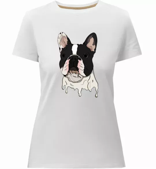 Женская премиум футболка Бульдог малюнок Белый фото