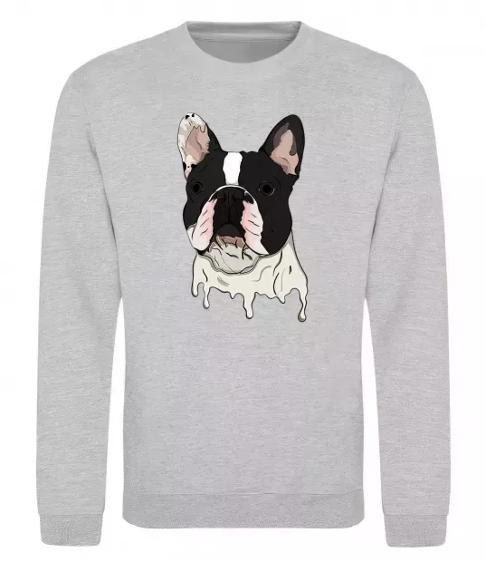 Свитшот Бульдог малюнок Серый меланж фото
