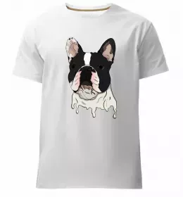 Мужская премиум футболка Бульдог в тату Белый фото