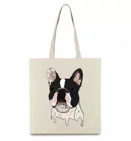 Эко-сумка Бульдог малюнок Бежевый фото