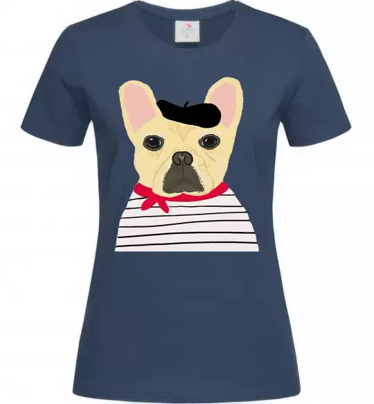 Жіноча футболка Бульдог моряк Темно-синій фото