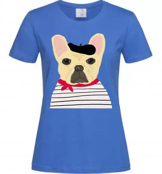 Жіноча футболка Бульдог моряк Яскраво-синій фото