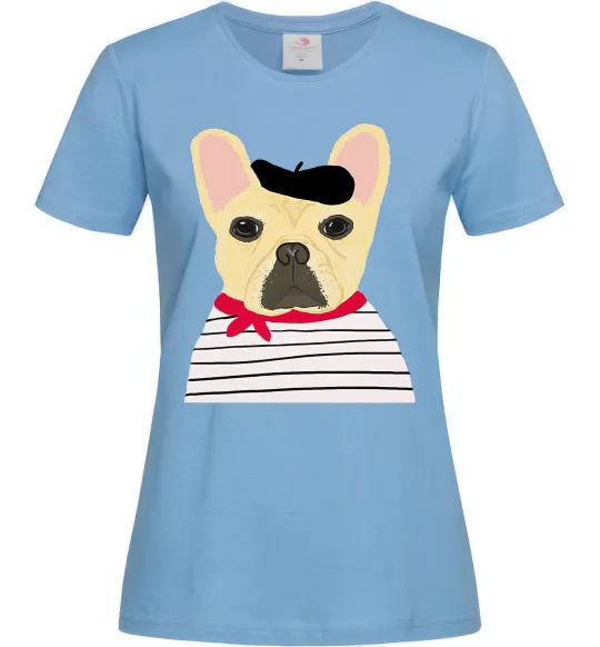 Жіноча футболка Бульдог моряк Блакитний фото