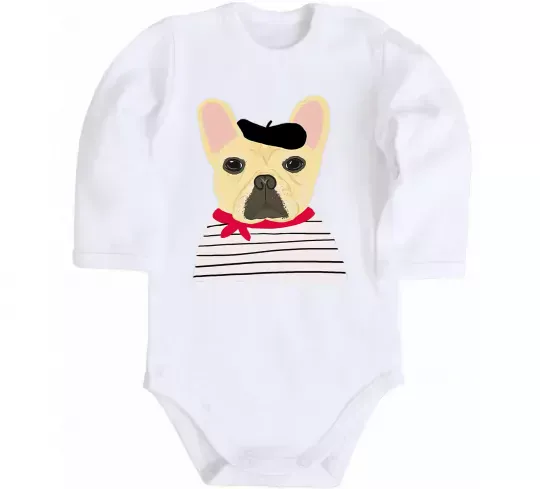 Детский боди Бульдог моряк Белый фото