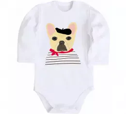 Детский боди Бульдог моряк Белый фото