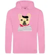 Женская толстовка (худи) Бульдог моряк Розовый фото