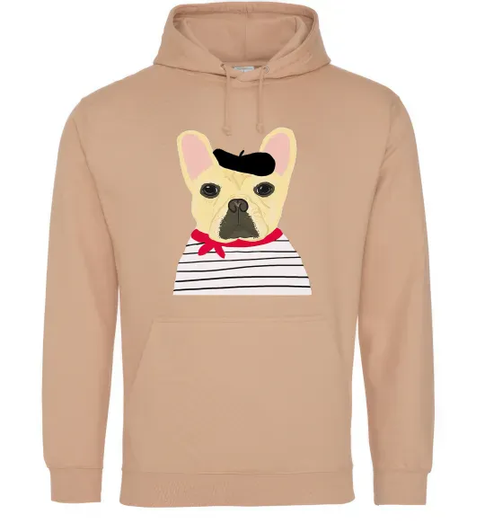 Женская толстовка (худи) Бульдог моряк Песочный фото