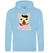 Женская толстовка (худи) Бульдог моряк Голубой фото