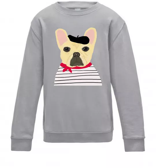 Детский Свитшот Бульдог моряк Серый меланж фото