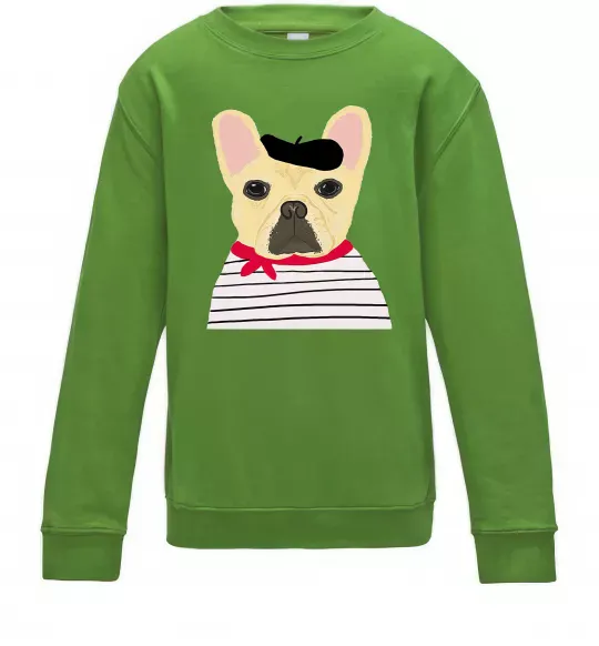 Детский Свитшот Бульдог моряк Лаймовый фото