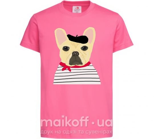 Детская футболка Бульдог моряк Ярко-розовый фото