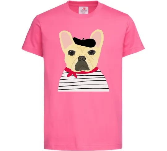 Дитяча футболка Бульдог моряк Яскраво-рожевий фото